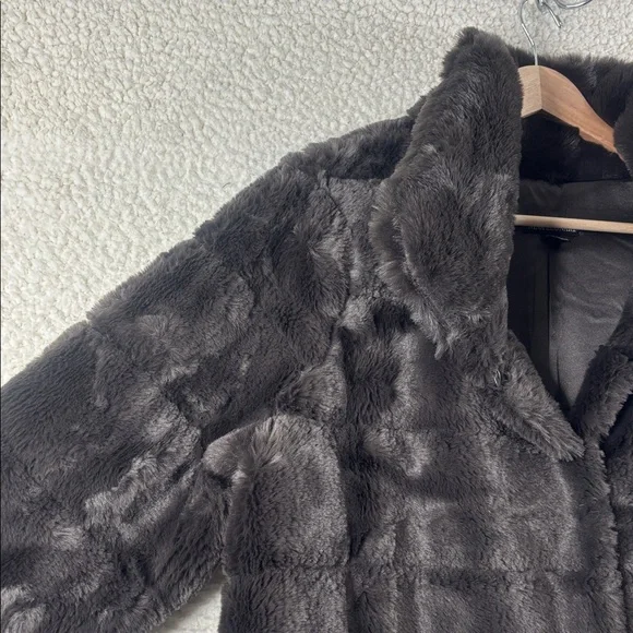 NWOT Nina Leonard Womens Espresso Horizontal Stripe Faux Fur Teddy Jacket Size M - Picture 4 of 15